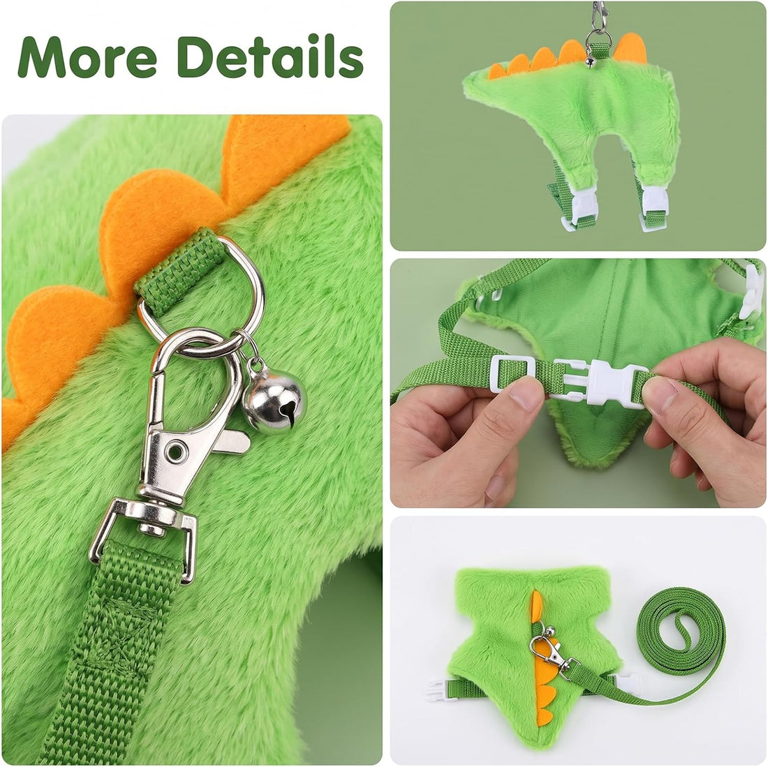 2 Pcs Hamster Harness,Green Guinea Pig Leash