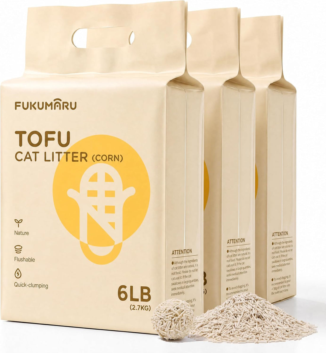 FUKUMARU Tofu Cat Litter - Natural Lightweight Unscented Cat Litter