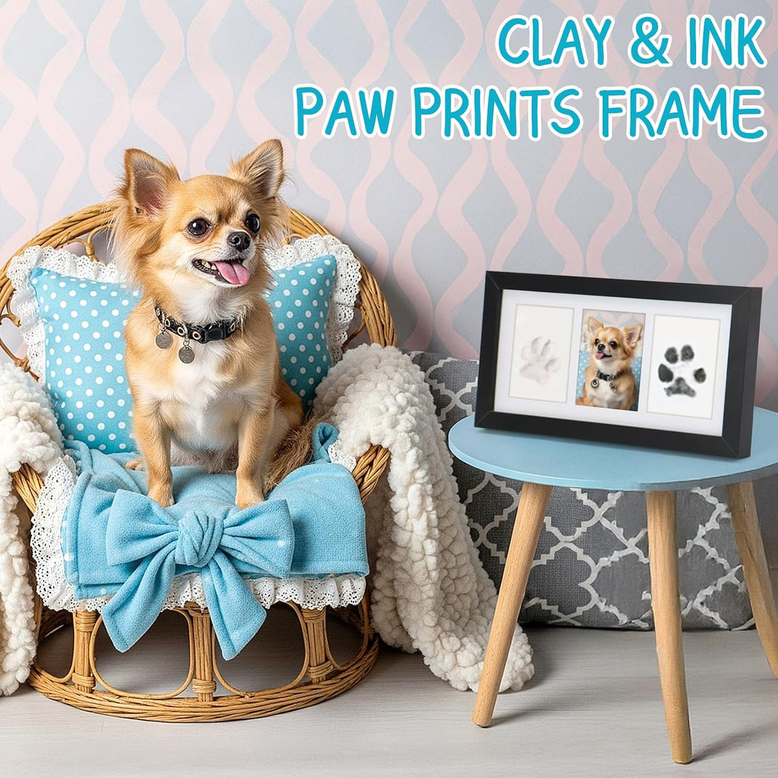 Paw Print Frame Kit, Dog Memorial Gifts for Loss of Dog with No Toxic