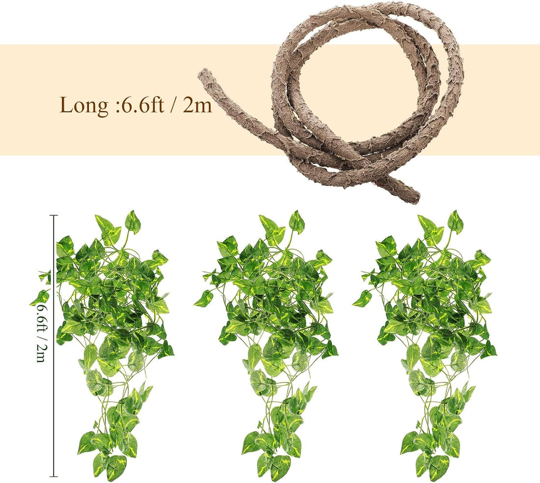Canlierr 4 Pcs Reptile Vines Flexible Bendable Jungle Climbing