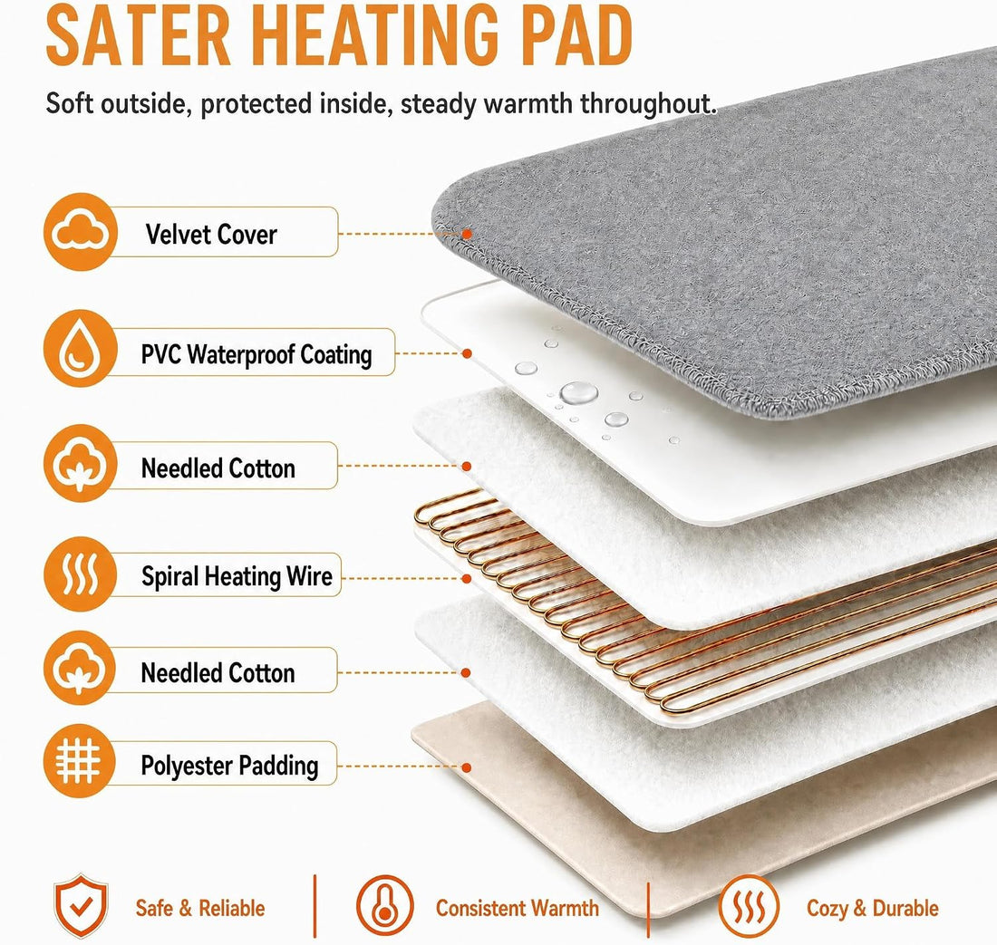 Dog & Cat Heated Bed, 9 Temp Setting & 4 Timer Dog Heating Pad