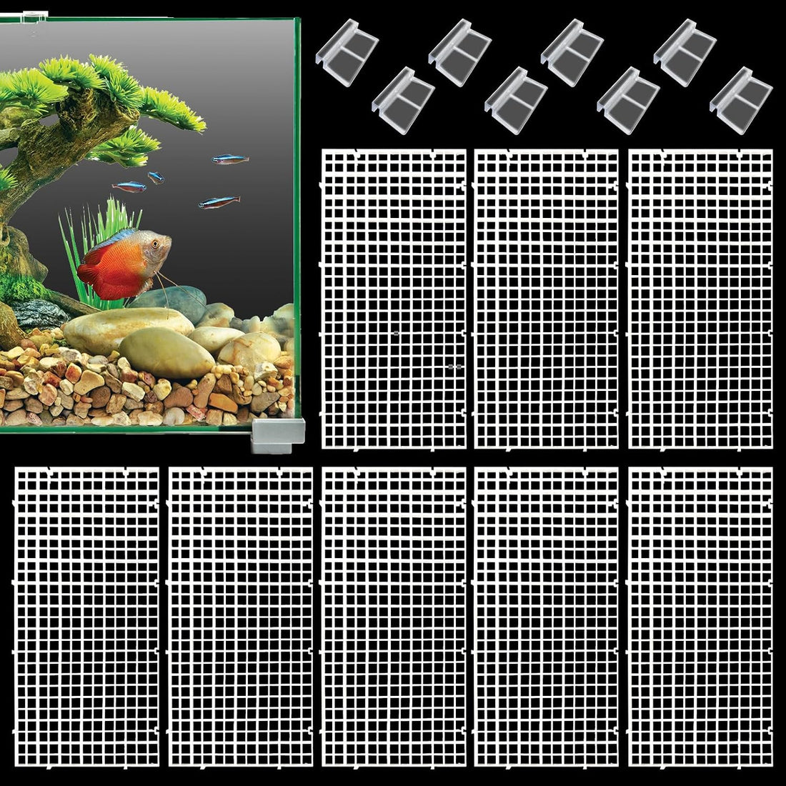 Hamiledyi Plastic Aquarium Divider with Clips Grid Panel Aquarium Lid
