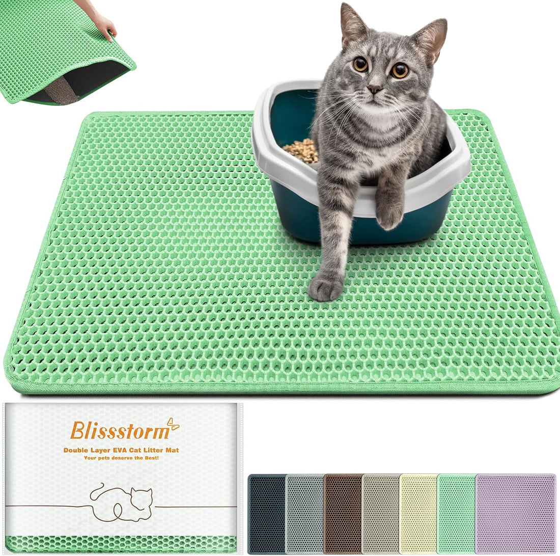 Cat Litter Mat 24"x16",Double Layer EVA Litterbox Mat
