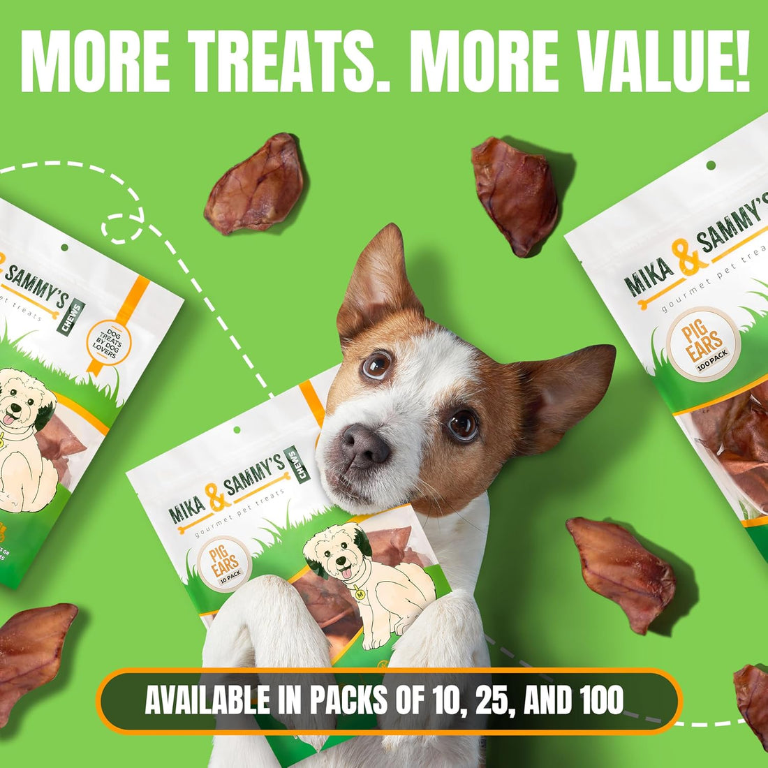 Dog Treats - Pig Ears, Natural Chews for Pups (25 Pack, Pig Ears)