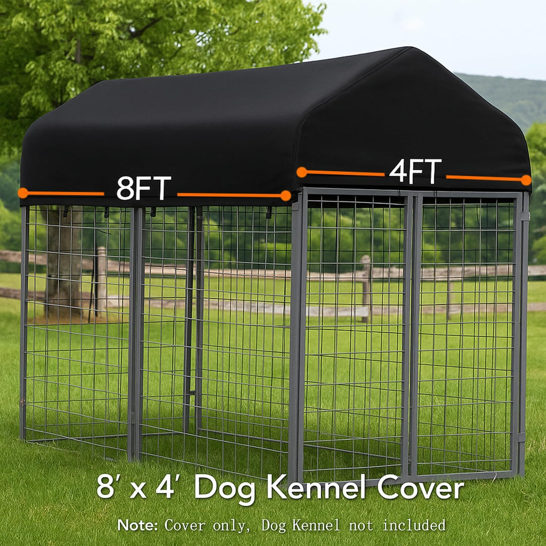 Outdoor Dog Kennel Cover 8'Dx4'W UV Resistant Waterproof Full