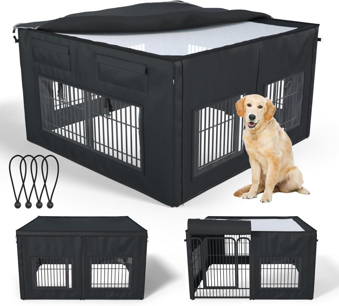Dog Playpen Cover Reinforced with Waterproof Sunshade Curtain