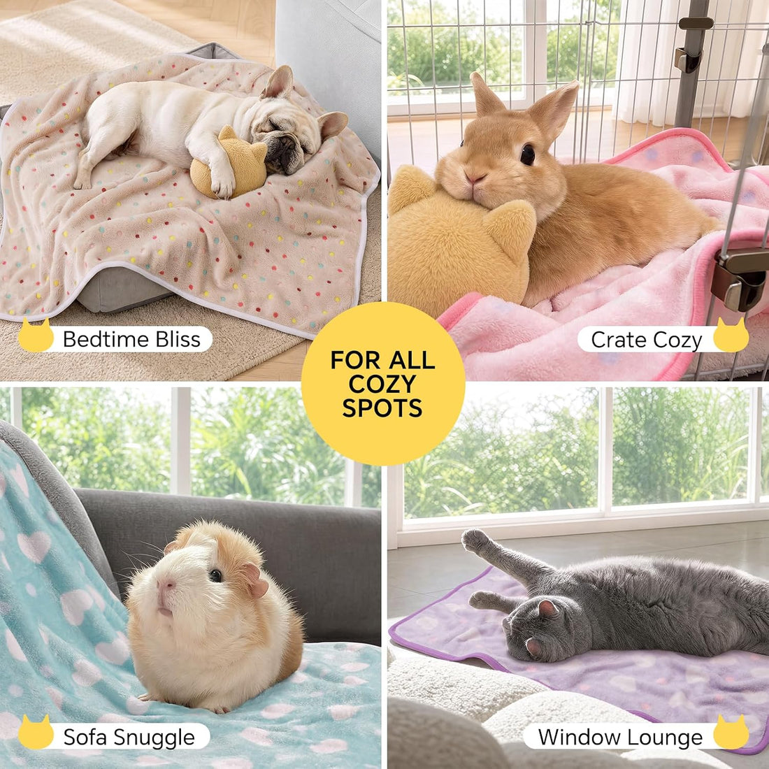 1 Pack 3 Blankets Super Soft Cute Dot Pattern Pet Blanket Flannel