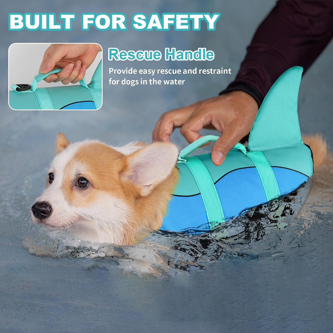 Dogcheer Dog Life Jacket, Cute Shark Dog Life Vest for Swimming