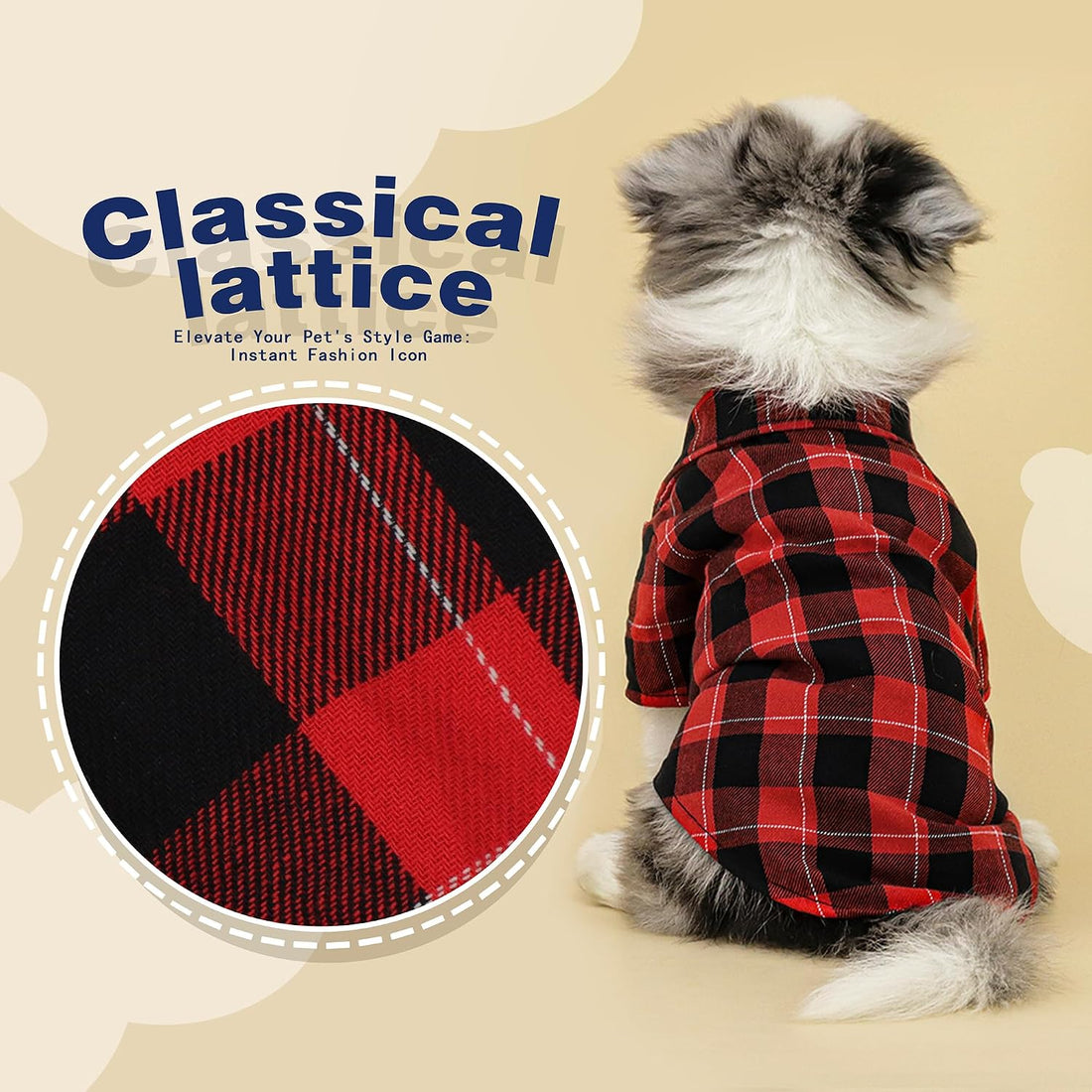 Paiaite Plaid Dog Shirt: Classic Checkered Style in Pure Cotton