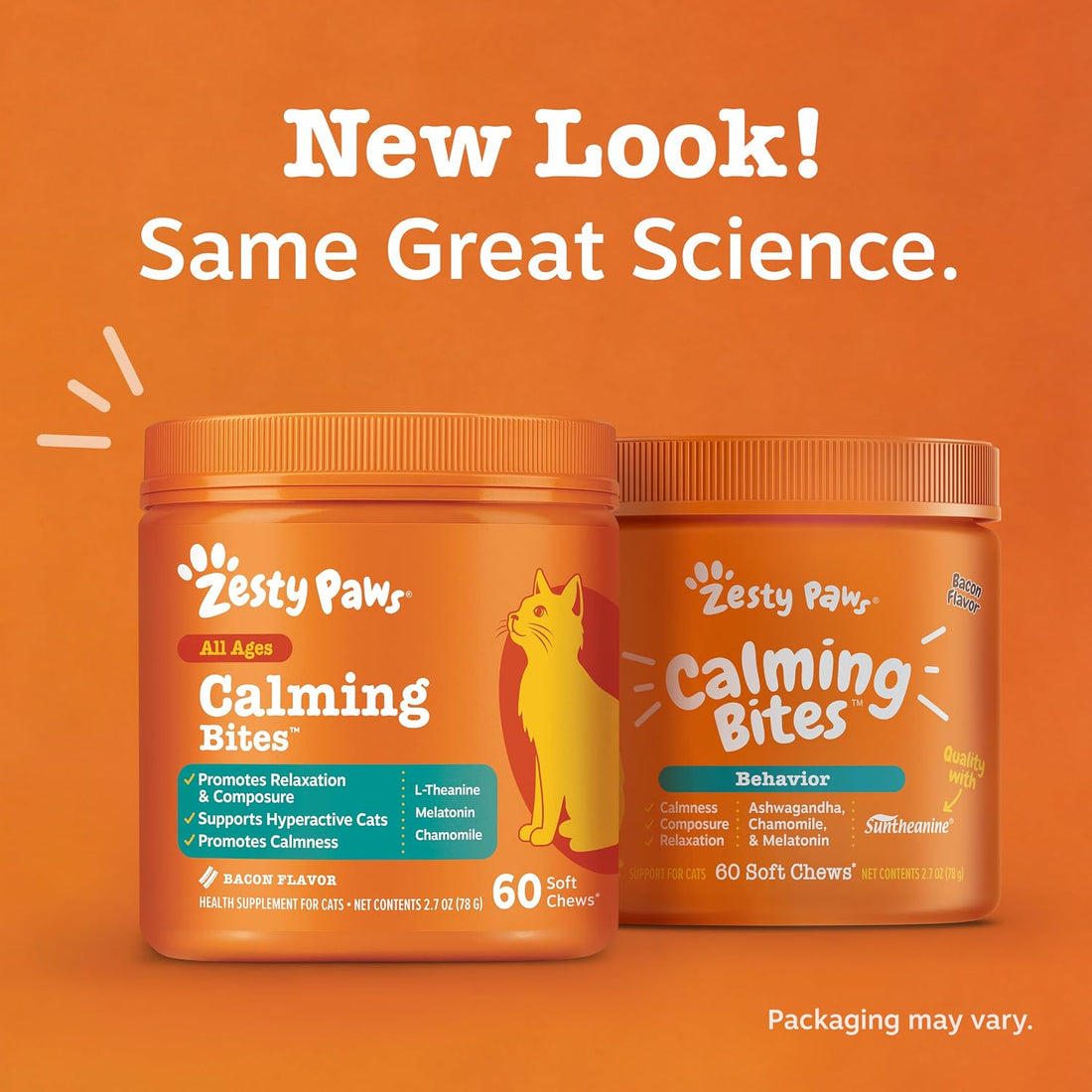 Zesty Paws Cat Calming Bites - Ashwagandha, Bacon, 60 Ct