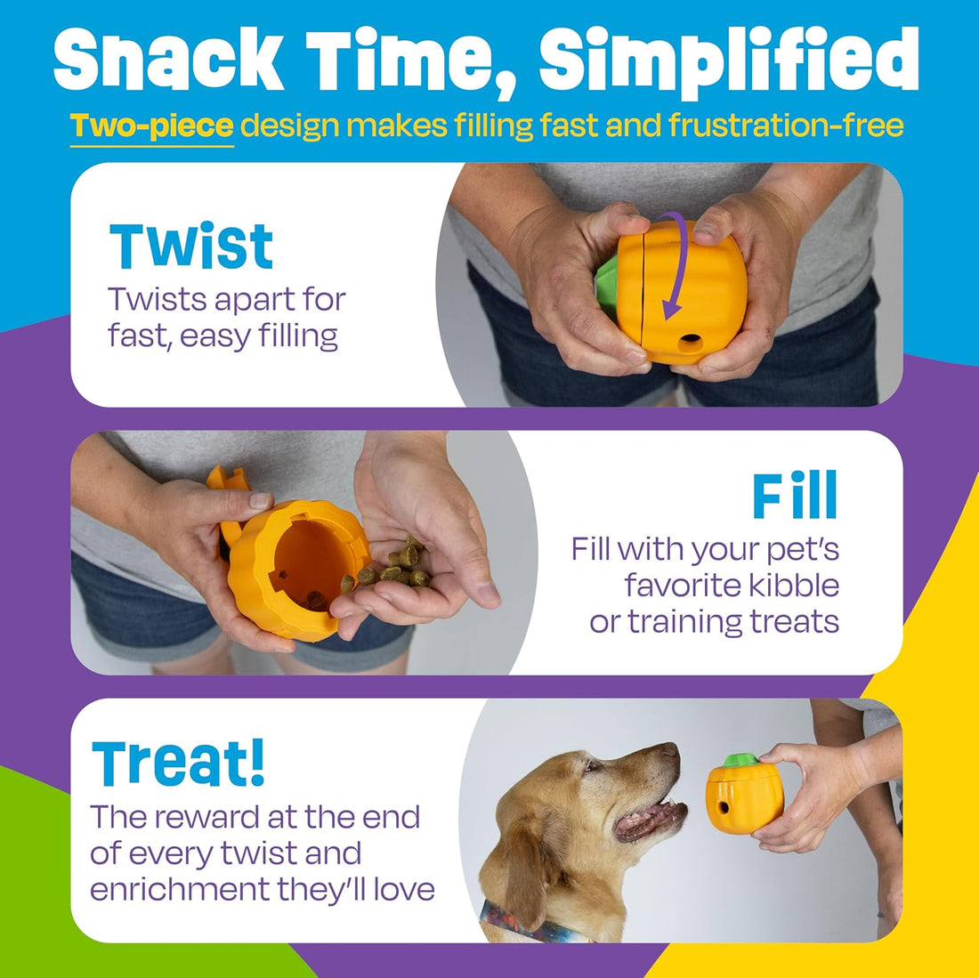 Brightkins Tough & Tumble 2 Piece Pumpkin Treat Dispenser