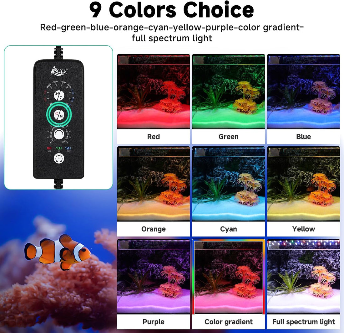 AQQA LED Aquarium Light, 24/7 & DIY Mode Full Spectrum Fish Tank Light