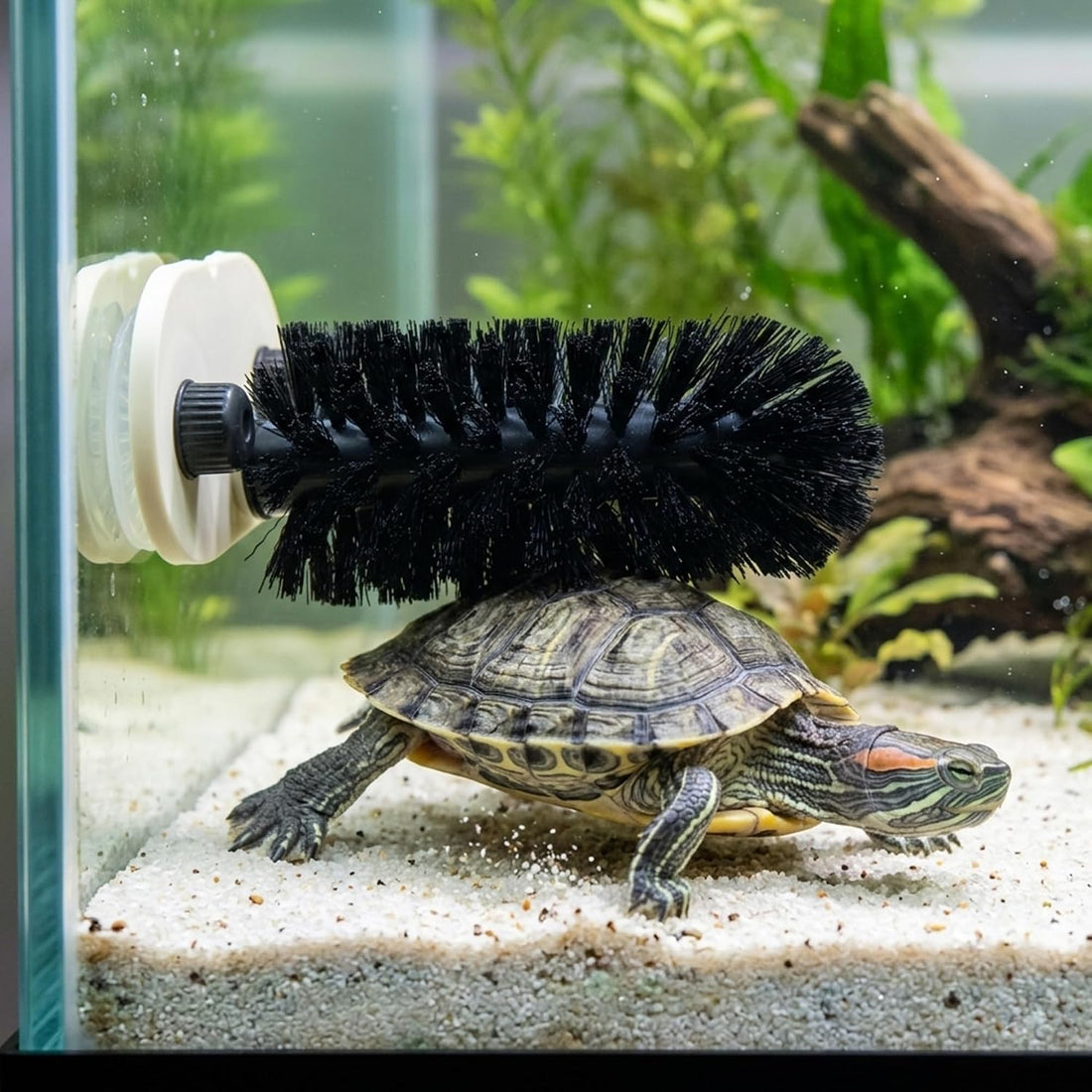 Turtle Brush with Twist-Lock Suction Cups, Tortoise Shell Cleaner
