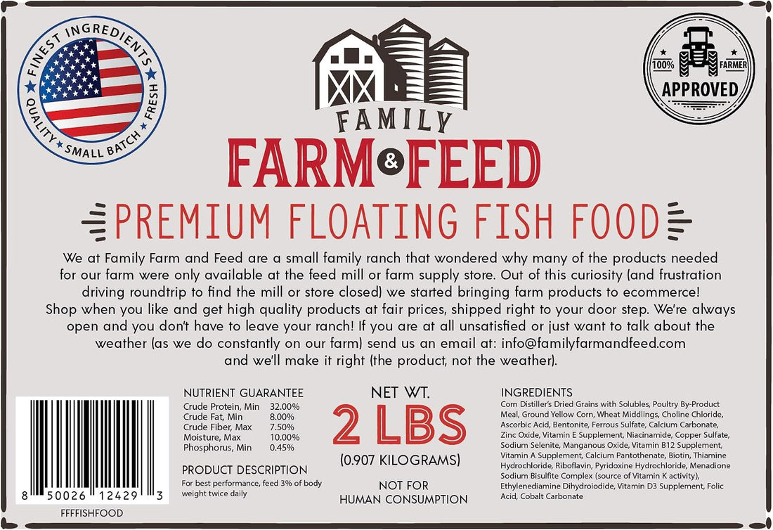Premium Floating Fish Food | Pond and Lake | Pellets | 2 Pounds
