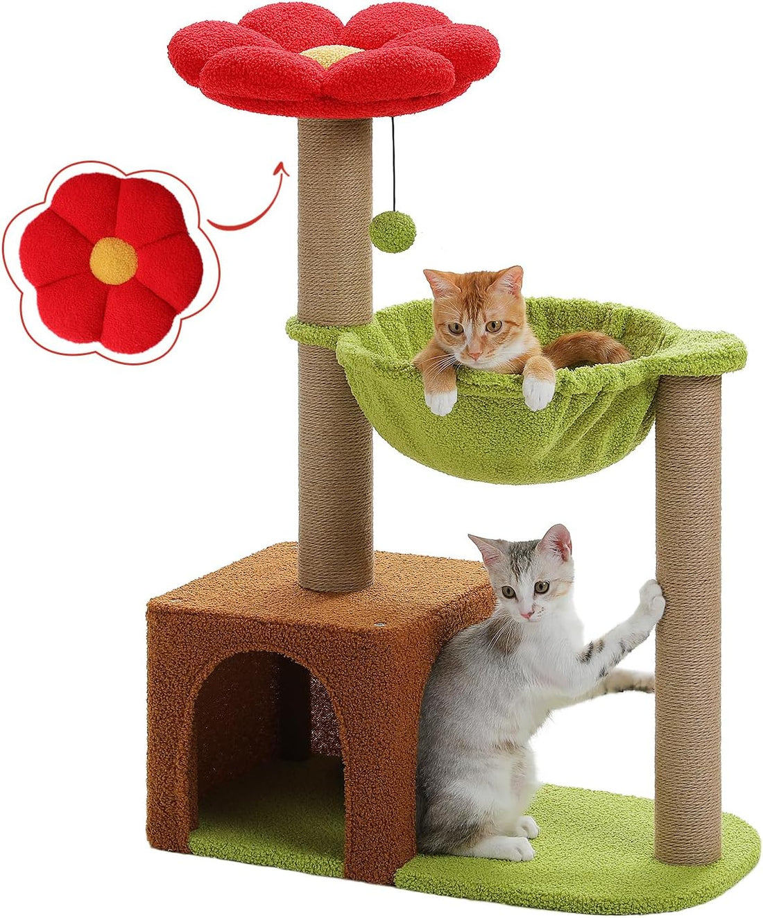 MUTTROS Flower Cat Tree with Large Metal Frame Hammock