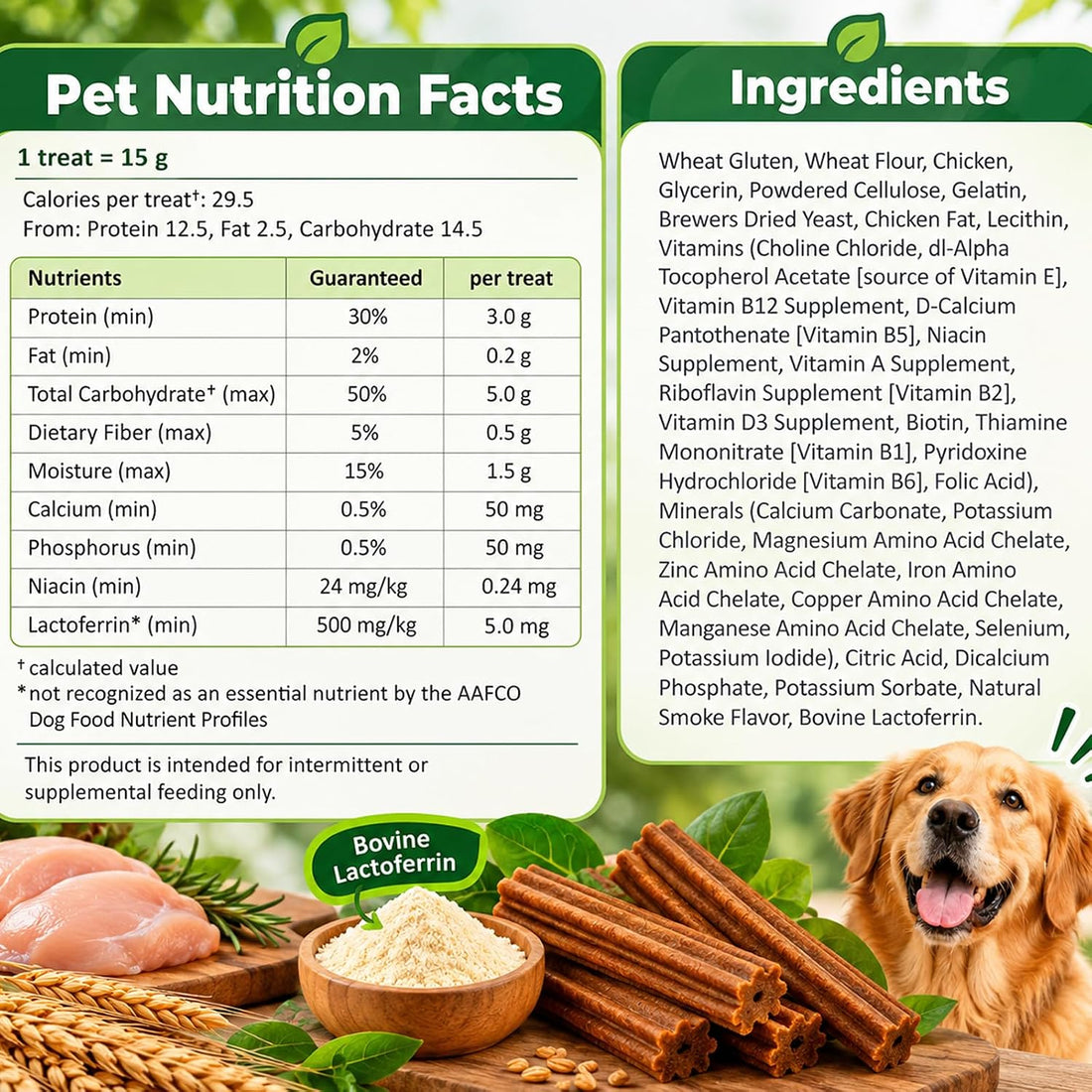 Treats with Lactoferrin, Chicken Flavor 30 Count, 15.8 Oz