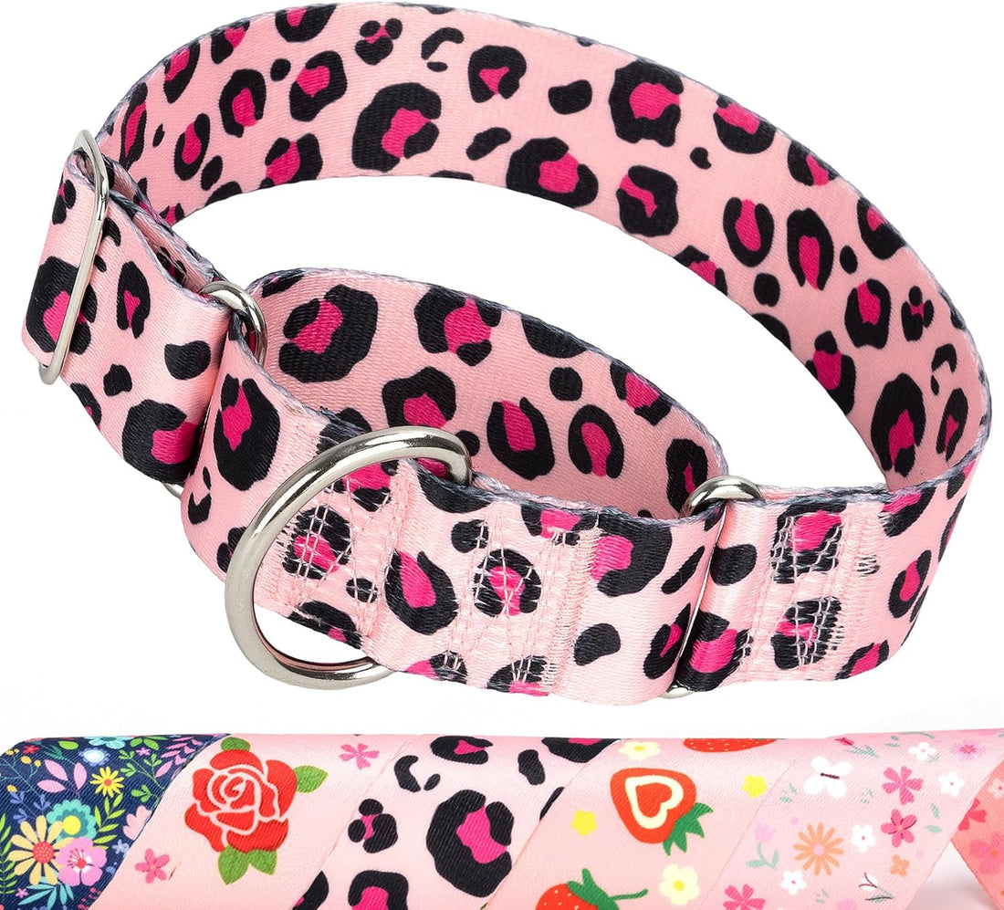 Wide Martingale Collar for Dogs,Red Floral No Pull Dog Collar
