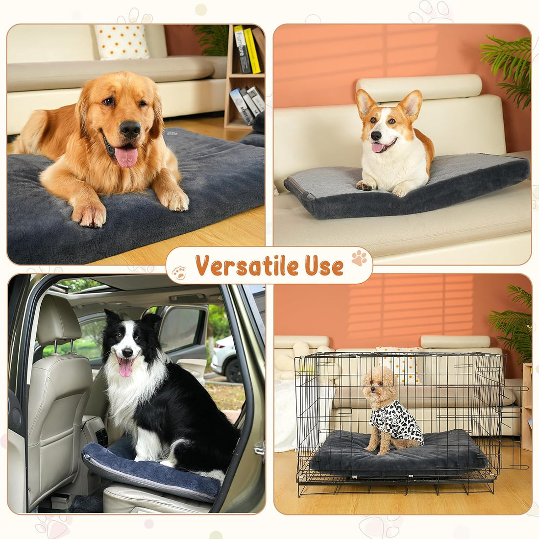 EMPSIGN Dog Bed Mat Crate Pad Mattress, Ultra Soft Pet Kennel, Grey
