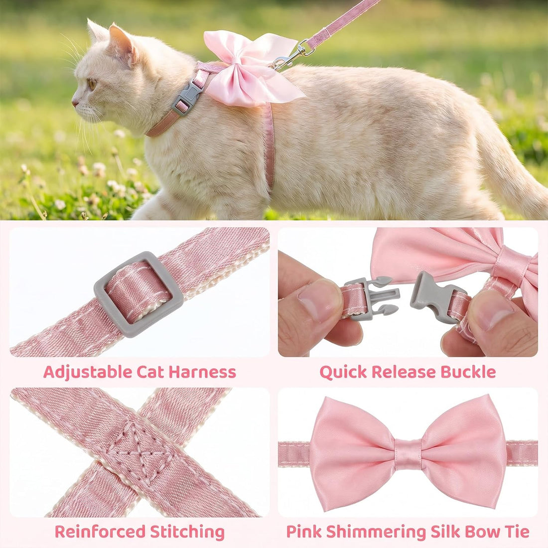 Cat Leash and Harness Set 13.39x49.21in Escape Proof Bunny Leash