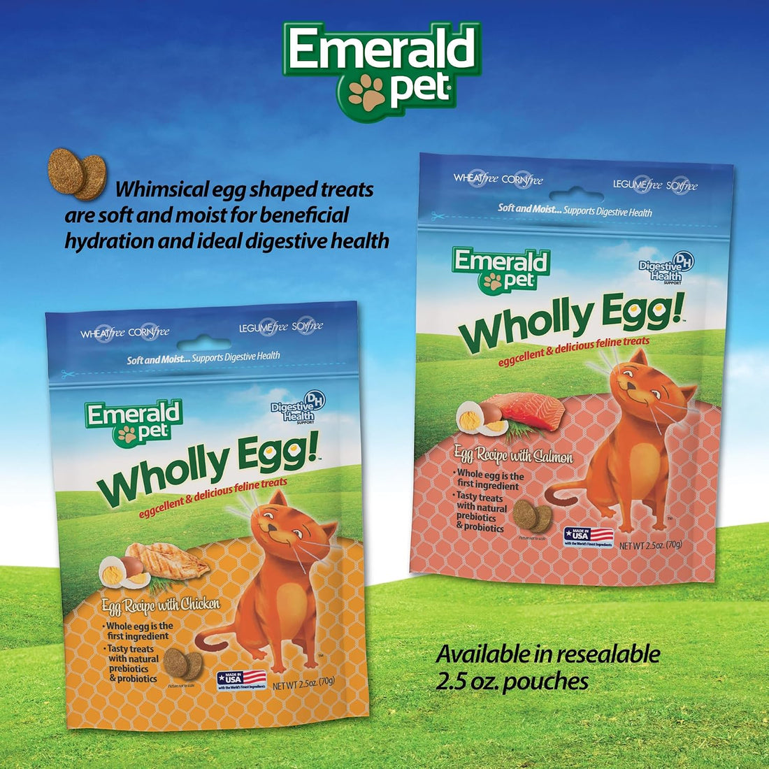 Emerald Pet Wholly Egg Cat Treats for Digestive Health