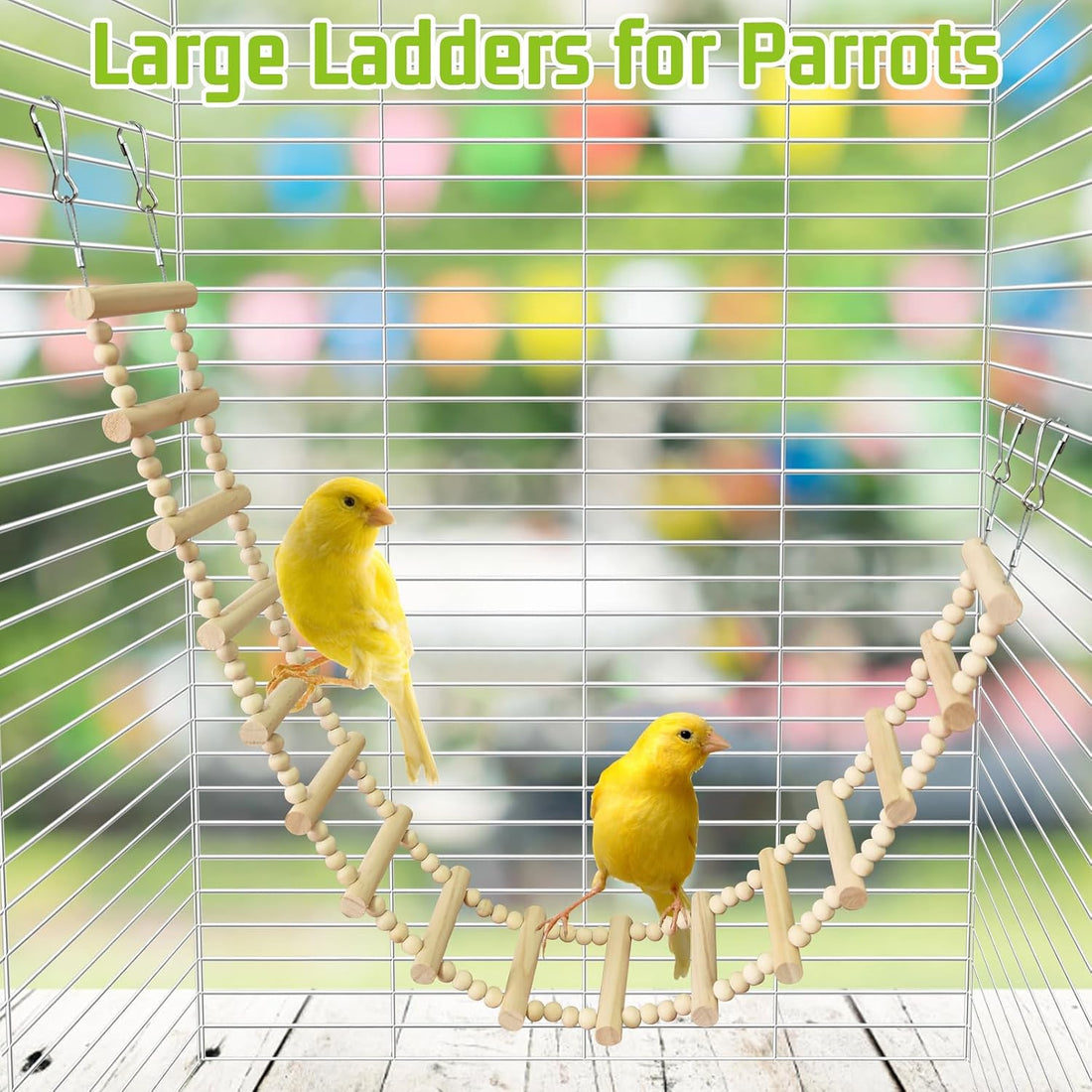 BNOSDM Long Bird Ladder Bridge 39.4 in Wooden Parakeet Climbing