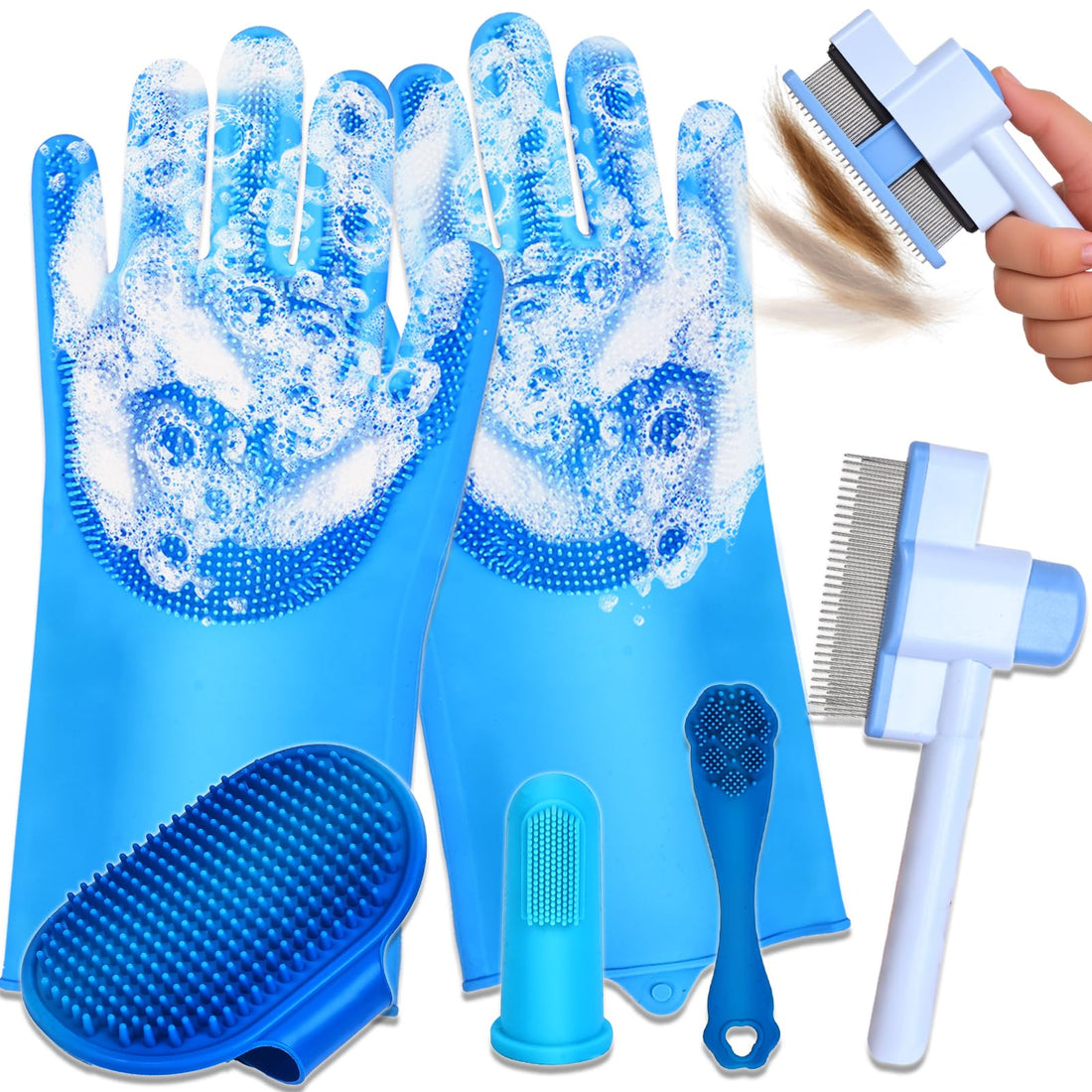 nooepc 6PCS Dog Washing Gloves Pet Grooming Gloves Dog Bath Supplies