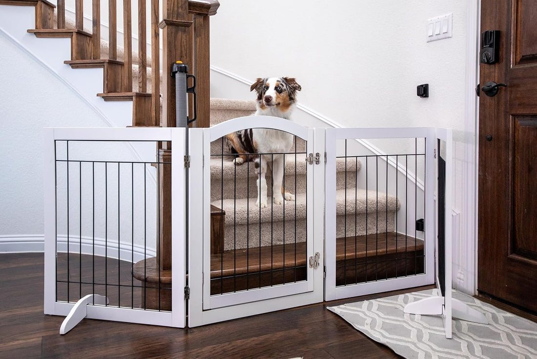 SPIRICH 96-inch Extra Wide 30-inches Tall Dog Gate with Door Walk