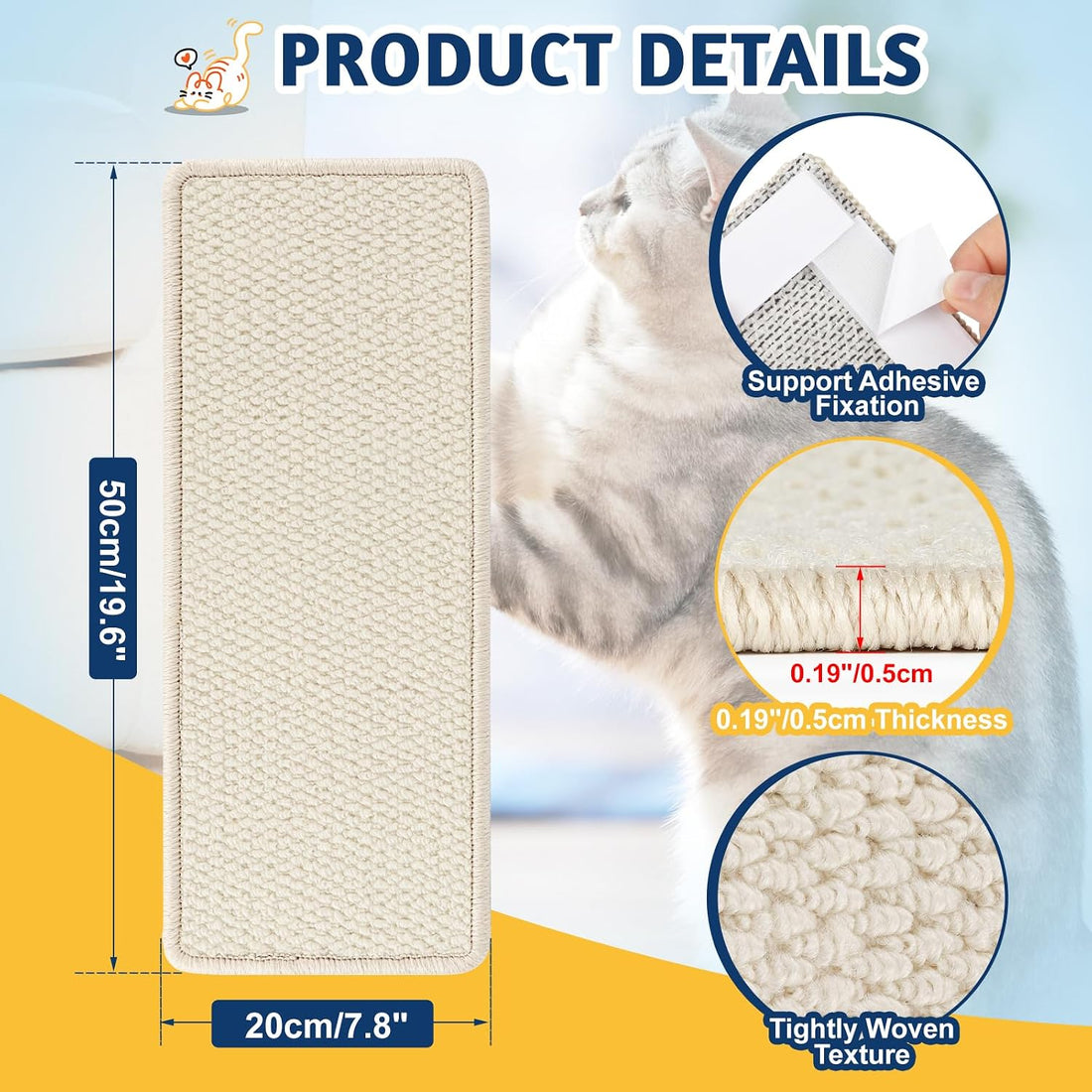 ENONCI Door Protector from Cat Scratching 19.6x7.8 Cat Wall Corner