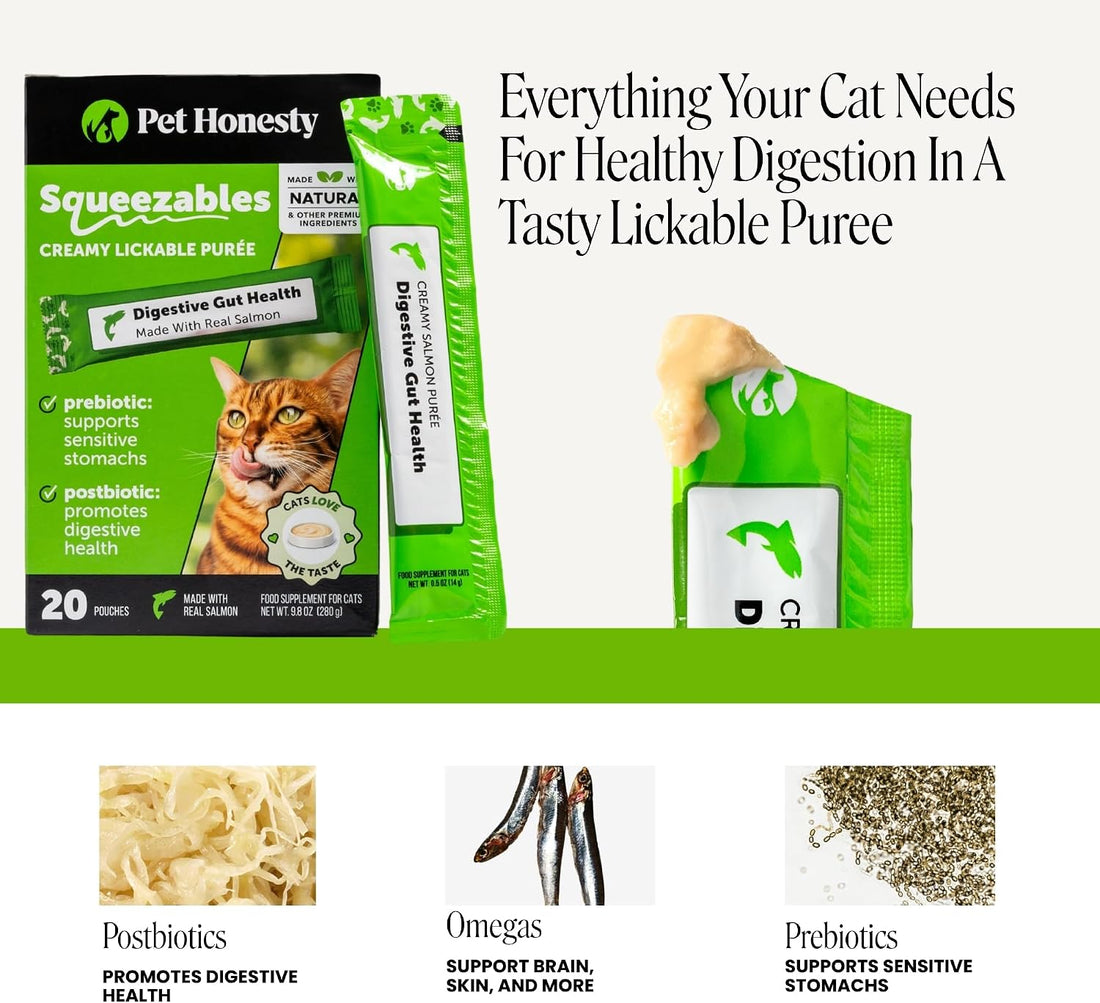 Pet Honesty Vet Backed Cat Probiotics Lickable Puree, Salmon, 20 Ct