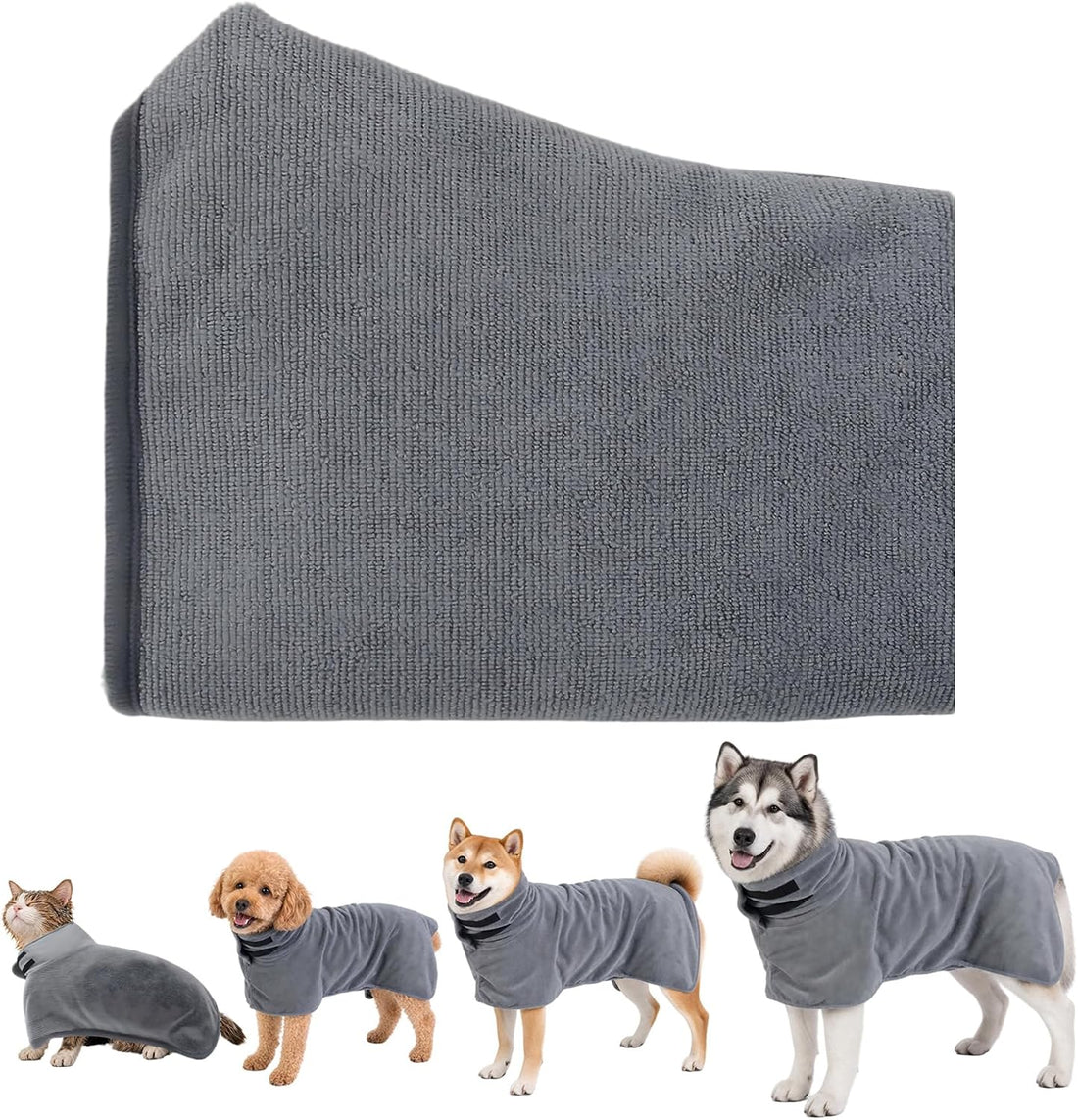 Dog Bathrobe Super Absorbent Pet Drying Towel Robe with Adjustable