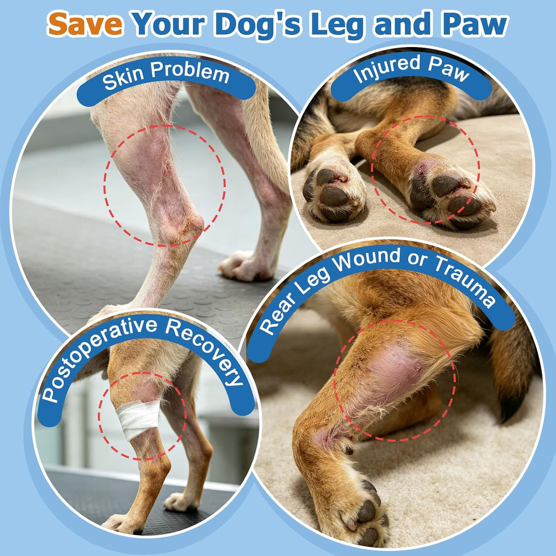 BARKLESS Rear Leg Sleeve with Paw Protector