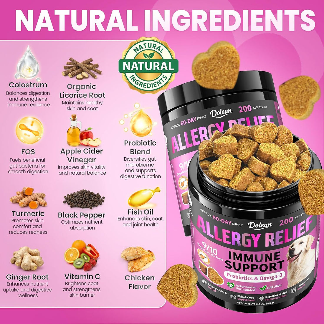 Dog Allergy Chews, Dog Allergy Relief for Itching Skin, Paw Licking