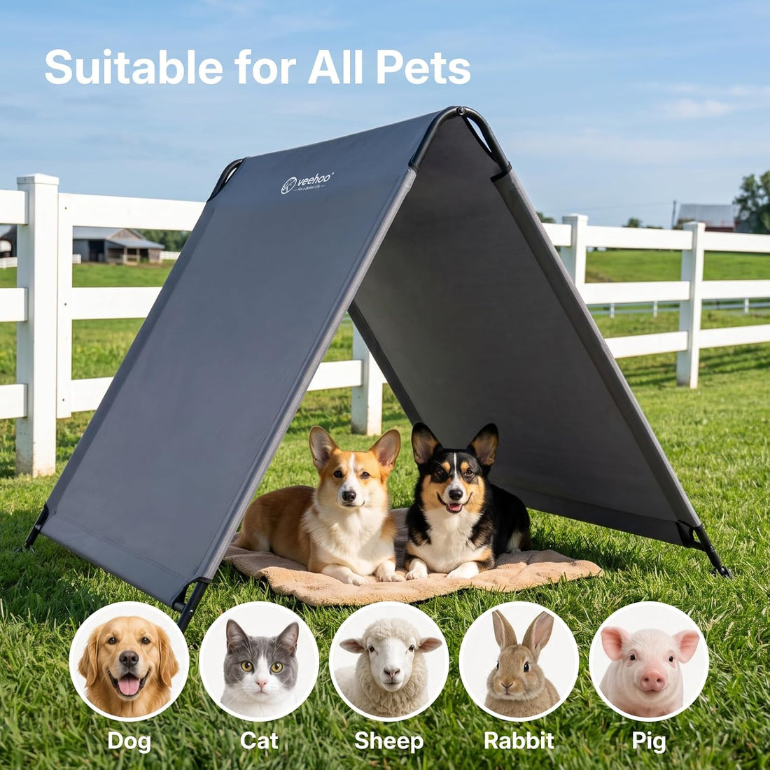 Veehoo Extra Large Dog Tent Outdoor, Weatherproof Shade House