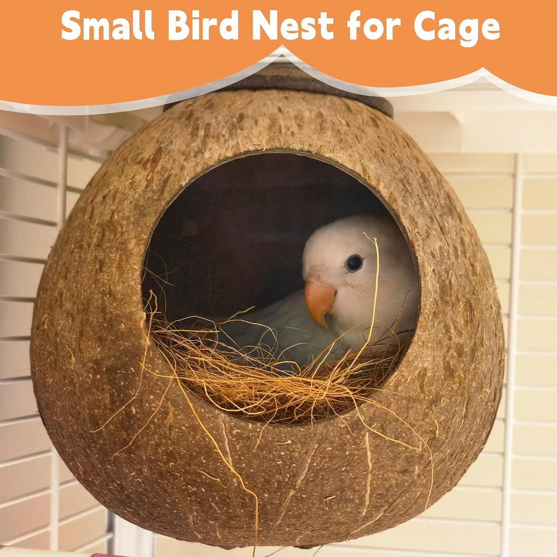 Bird Coconut House for Cage Natural Coconut Shell Parakeet Nest Hut