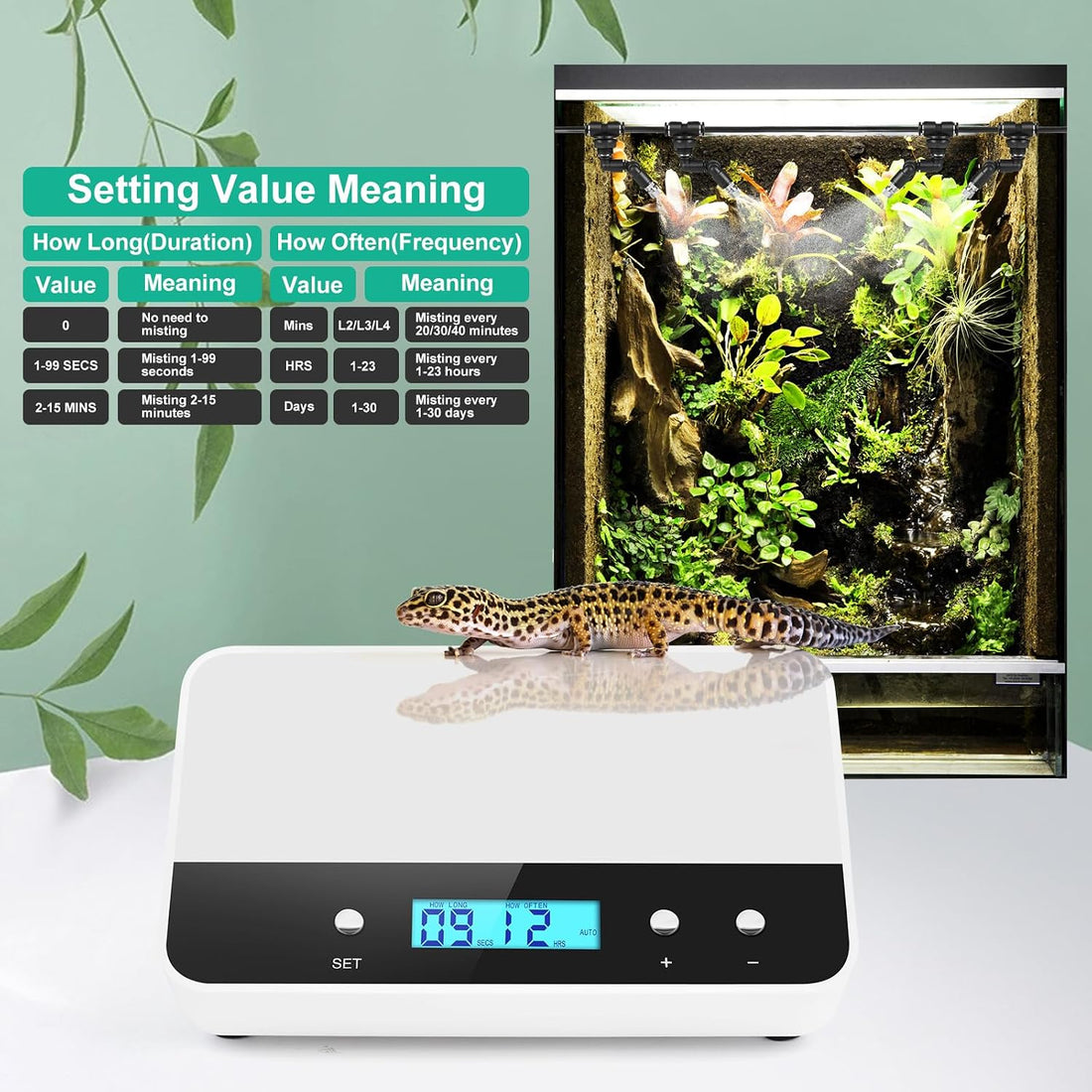 Automatic Reptile Mister with 4 Nozzles | 360° Adjustable Spray