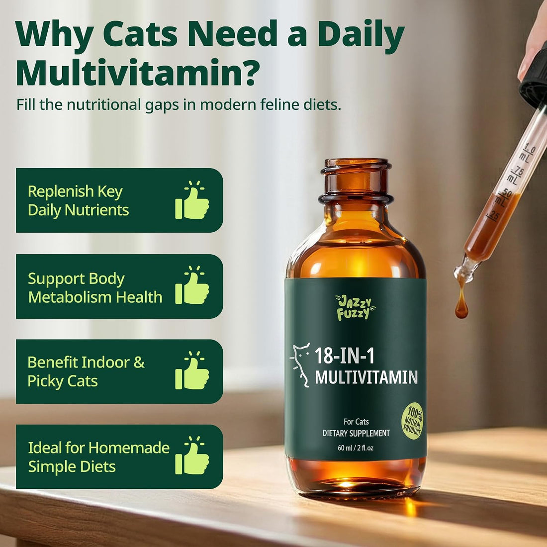 18-in-1 Liquid Multivitamin, Taurine & Lysine for Cats