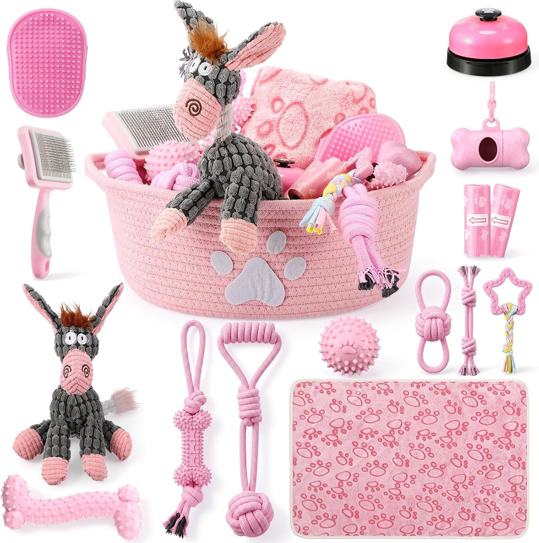 Zopeal 17 Pcs Puppy Gift Set, Dog Toy & Essentials Bundle