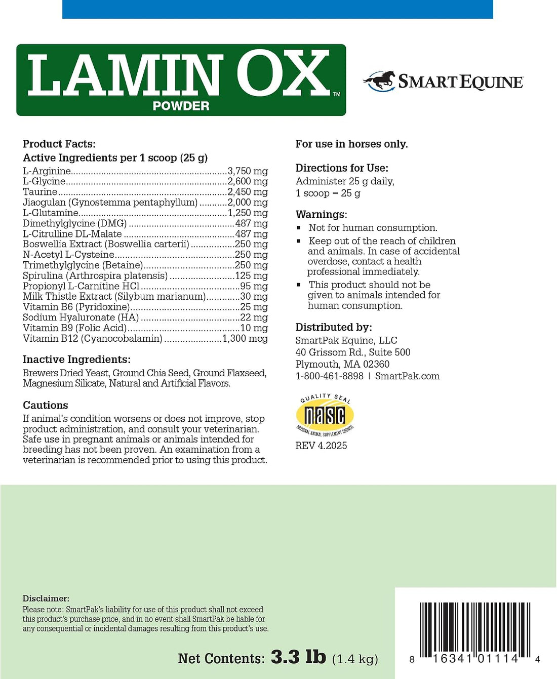 SmartEquine LaminOX Powder, 3.3 lb, 65 Servings