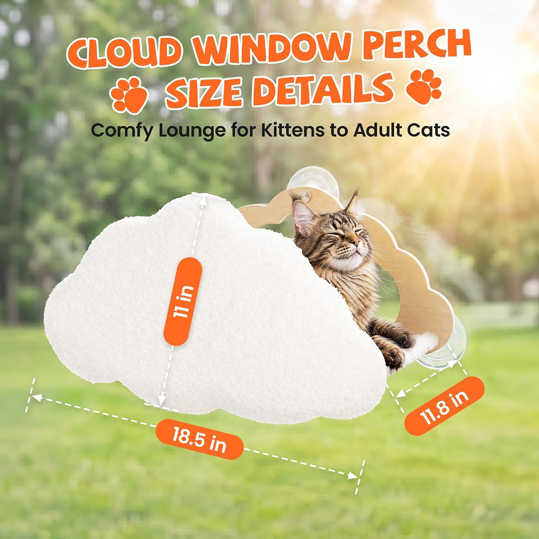 Cat Window Perch Moon Shape, Large Window Cat Bed Washable