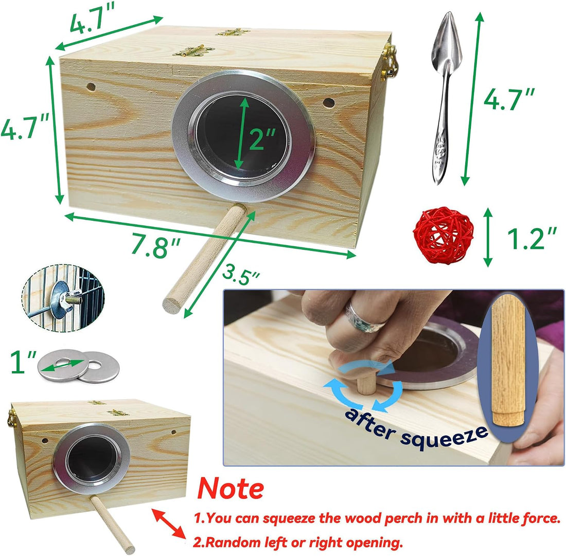 JSLZF Parakeet Nesting Box, Bird Nest Box with Perch for Parrot