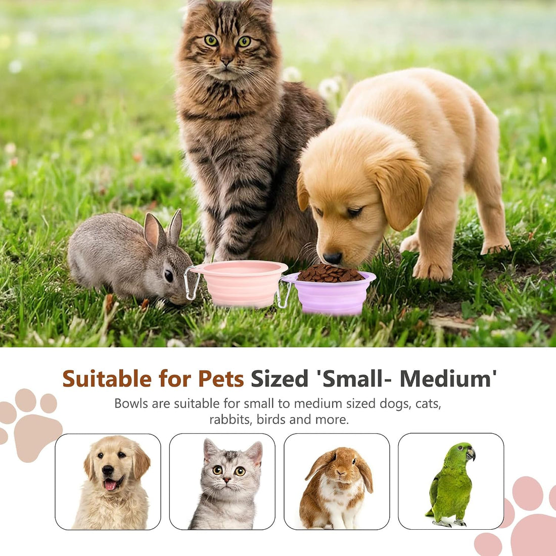 sonluk 3 Pack Collapsible Dog Bowls,Pet Bowls with Pet Poop Bag