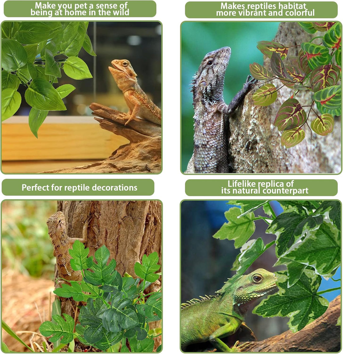 PINVNBY Reptile Terrarium Plants Hanging Artificial Lizards Habitat