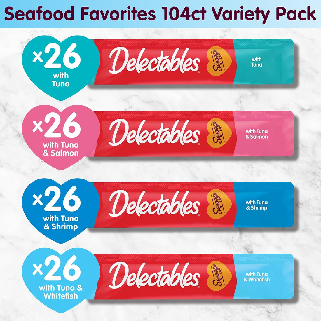 Delectables Squeeze Up Lickable Wet Cat Treats Seafood Variety Pack