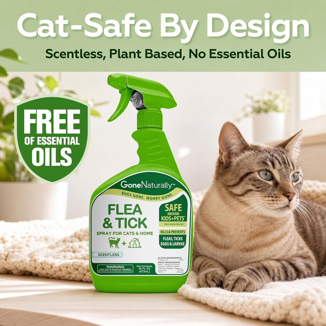 Flea and Tick Spray for Cats & Home