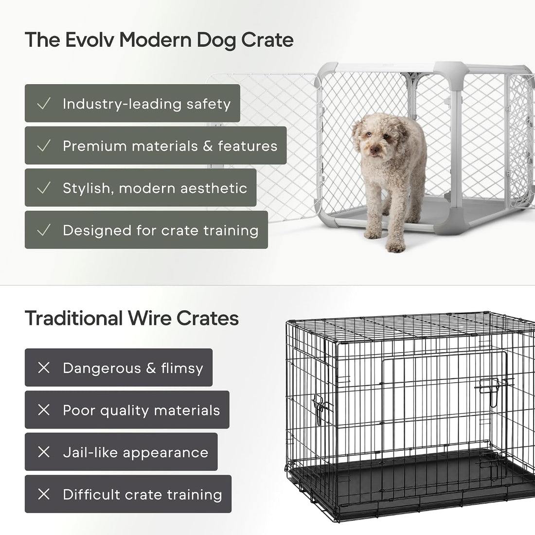 Diggs Evolv Modular Dog Crate for Dogs 18-22" Tall, Ash, Intermediate