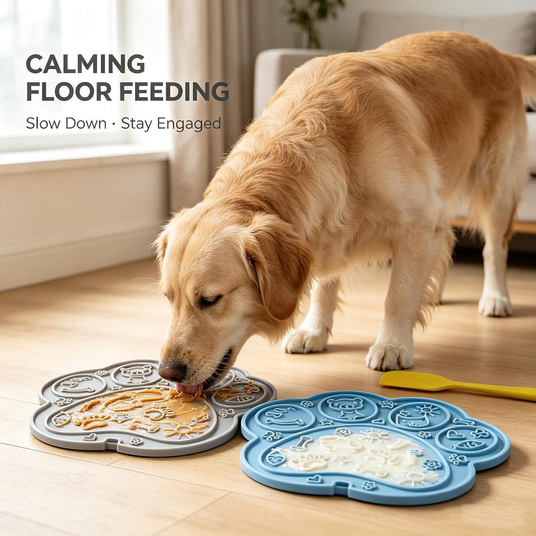 Paw Shaped Lick Mat for Dogs and Cats with Suction Cups 2-Pack