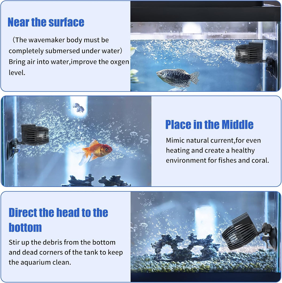AQUANEAT Circulation Pump, 800GPH Aquarium Wave Maker