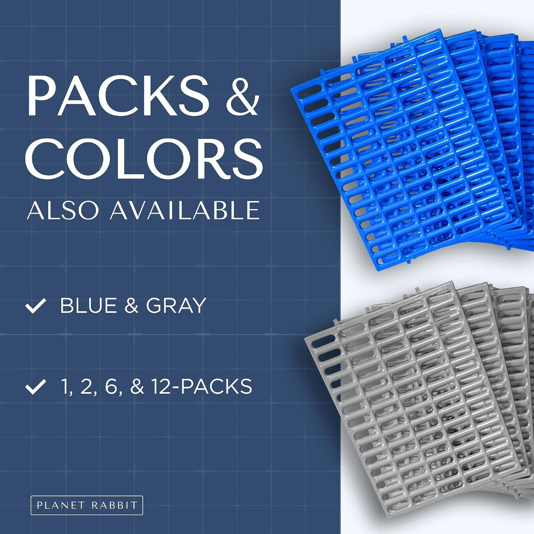 Premium Plastic Rabbit Cage Mats (Gray, 2 Pack) | 15x10 Mat