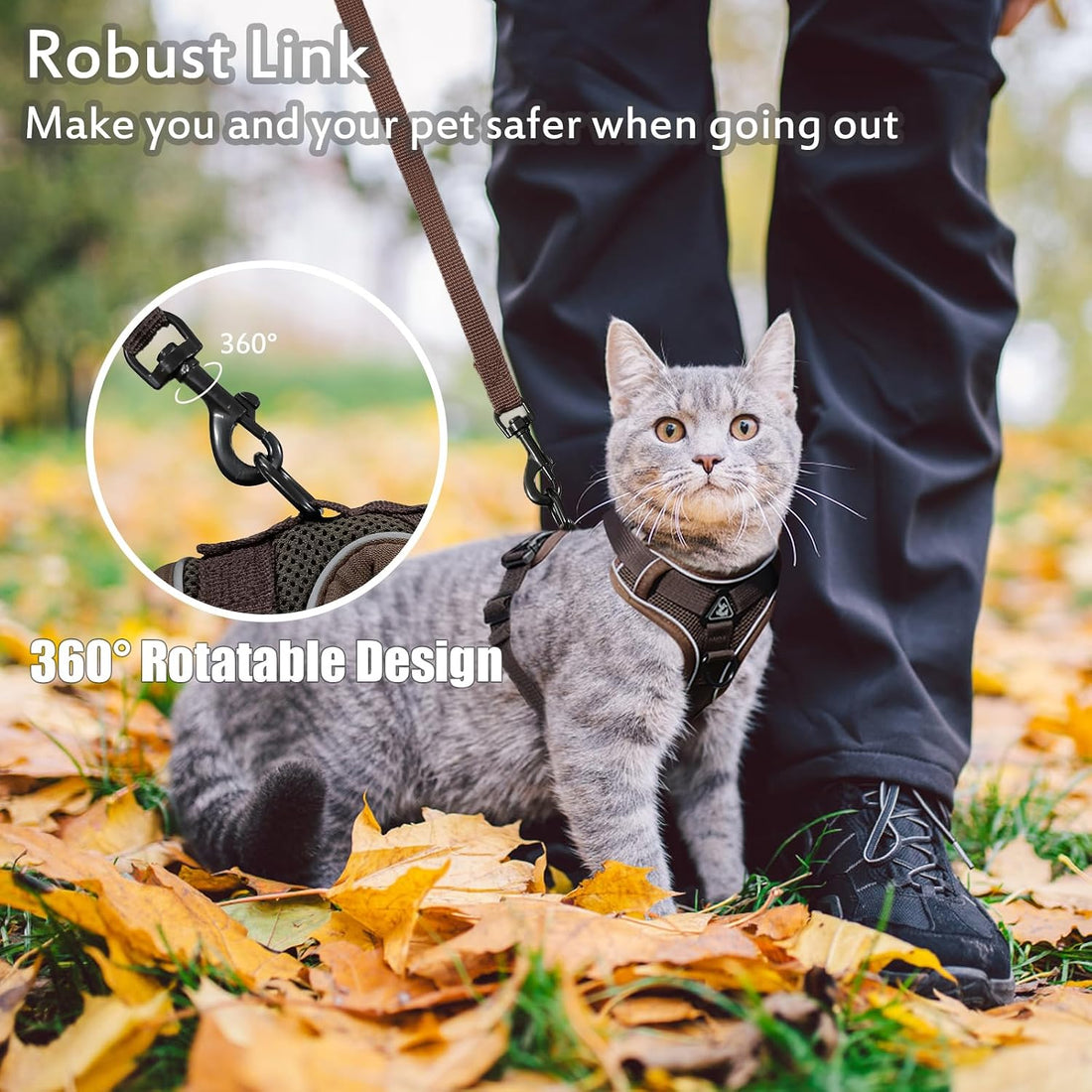 XL Cat Harness Escape Proof for Heavy Cats Adjustable for Extra Large