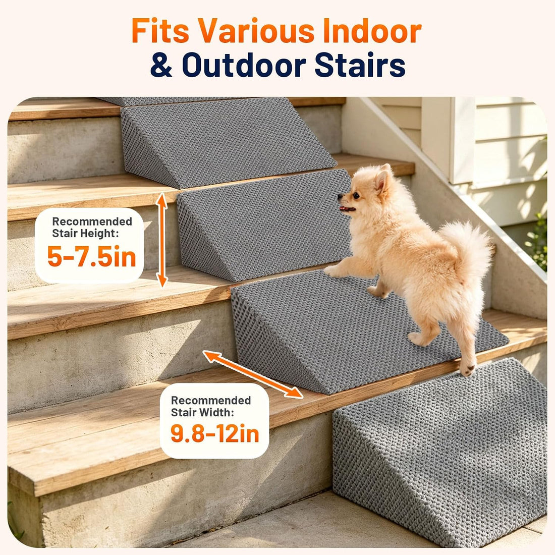 Dog Ramp for Stairs for Small, Senior, Injured Dogs & Cats